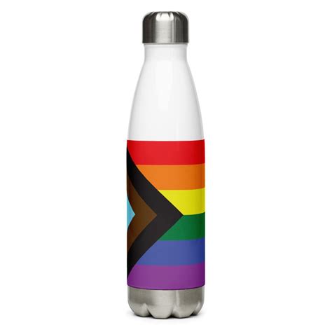 Progress Pride Flag Stainless Steel Water Bottle Gay Pride Etsy New
