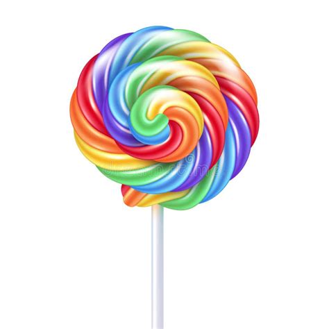 Colorful Rainbow Lollipop Sweet Hard Candy On Stick Stock Vector