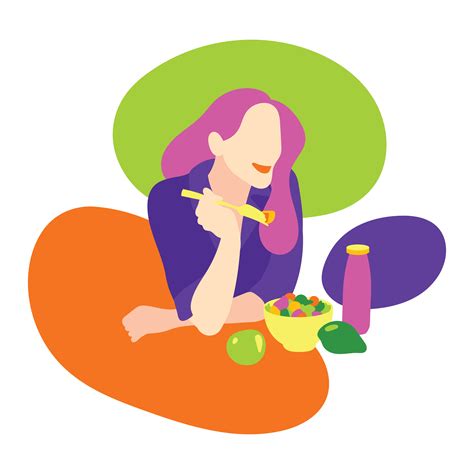 Woman Eating A Healthy Meal 1211907 Vector Art At Vecteezy
