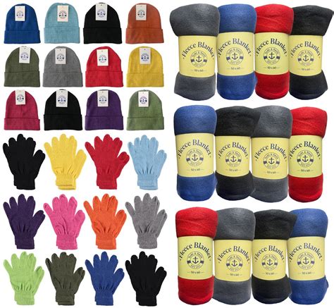 36 wholesale yacht and smith unisex winter hat glove and blanket set at