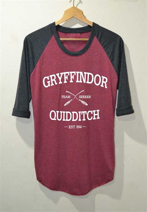 Gryffindor Quidditch Shirt Harry Potter Shirts Raglan 34 Sleeve Size S