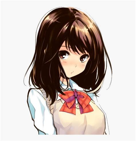 Anime Short Brown Haired Anime Girl 613x866 Cute
