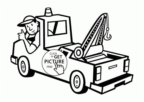 Coloring Tow Truck And Driver Coloring Page For Toddlers Coloring Home