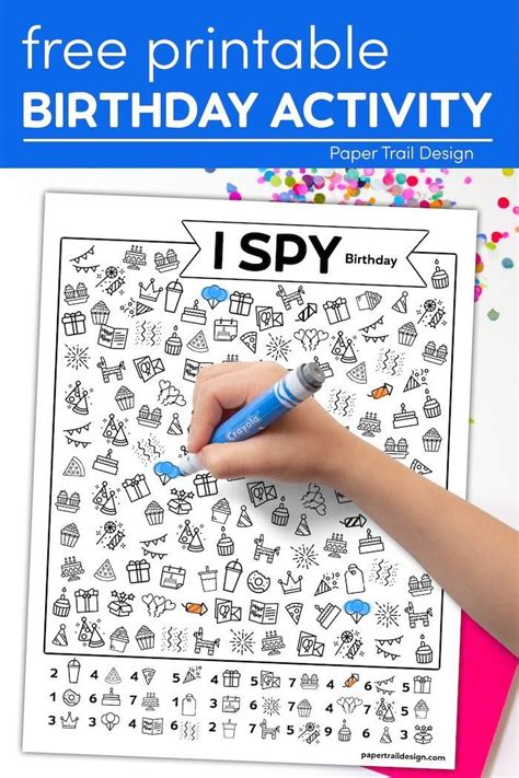 Free Printable I Spy Birthday Activity Paper Trail Design In 2020