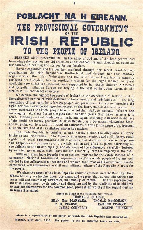 Proclamation Of An Irish Republic 1916 Irish Ireland The Proclamation