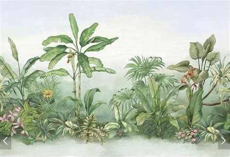 Oil Painting Rainforest Tropical Plants Jungle Wallpaper Wall Mural