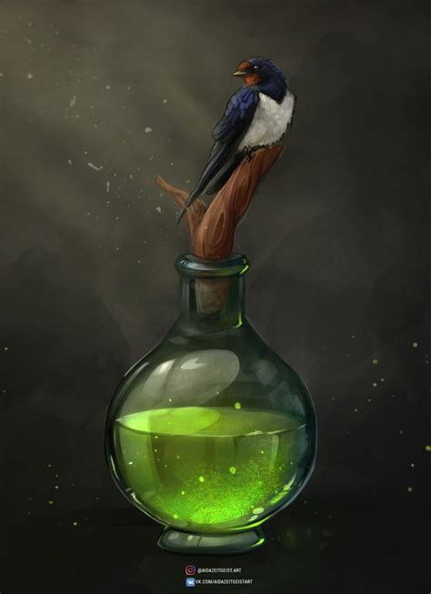 Artstation Bottle And Swallow Alena Lenskaya Fantasy Wizard Fantasy