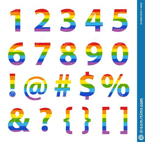 Rainbow Color Numbers And Symbols Vector Illustration Stock Vector