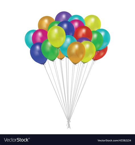 Bunch Of Colorful Helium Balloons Isolated Vector Image