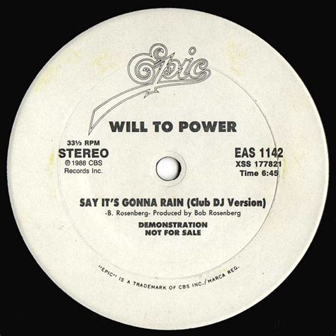 Will To Power Say Its Gonna Rain 1988 Vinyl Discogs