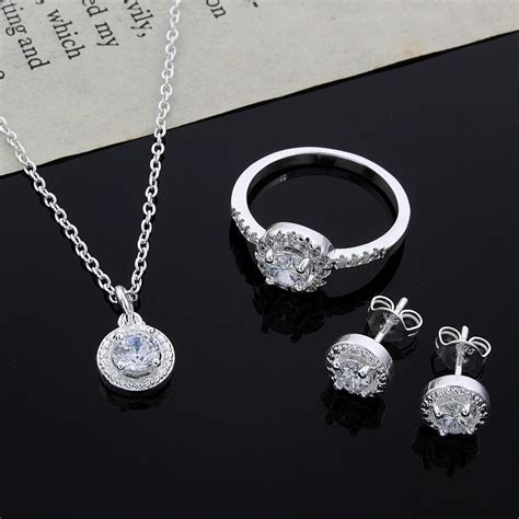 2015 New Design 925 Sterling Silver Cz Diamond Necklace And Ring