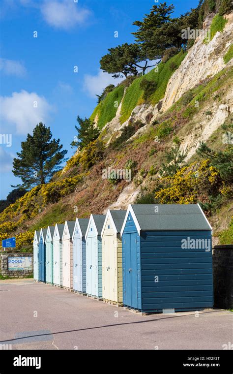 Beach Huts At Alum Chine Bournemouth Dorset In March Stock Photo Alamy