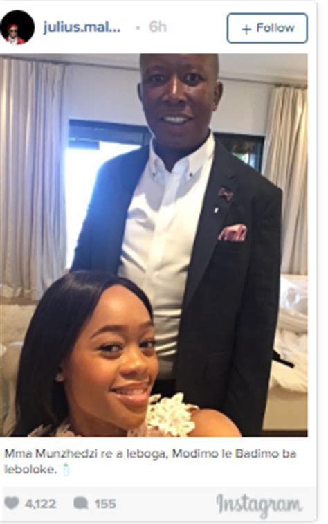 The eff leader posted a message on his social media accounts alongside a picture of the two of them, telling his followers that she was perfect and had married madness. EFF CIC Julius Malema And Wife Mantoa Malema Welcome New Baby