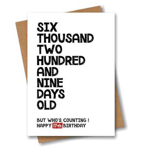 Funny Happy 17th Birthday Card 6209 Days Old but Who's - Etsy UK