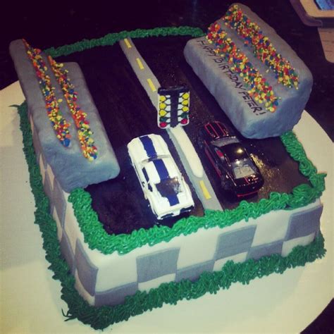 Drag Racing Cake — Cars Trucks Automobiles Racing Cake Birthday