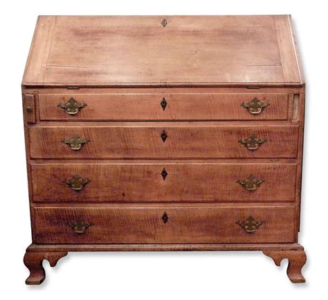 18th Century Colonial Tiger Maple Slant Top Secretary Desk Olde Good