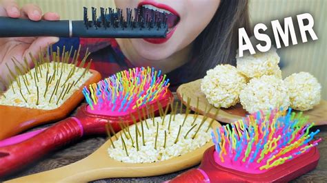 Asmr Edible Hair Brush From Homemade Rice Krispie Treats Eating Sounds Linh Asmr Youtube