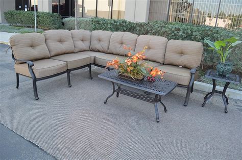 Elizabeth Outdoor Patio 7 Pc Sectional Seating Group Dark