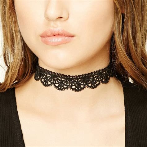 Fashion Rope Chain Black Lace Choker Collars For Women Gothic Handmade