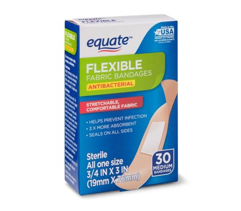 Equate Flexible Antibacterial Fabric Bandages 30 Count 4 Crew