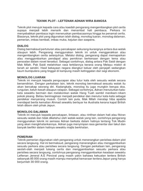 Contoh Jawapan Novel Teknik Plot  legsploaty