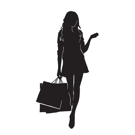 Beautiful Woman Carrying Shopping Bag Vector Silhouette On White Background 13081567 Vector Art