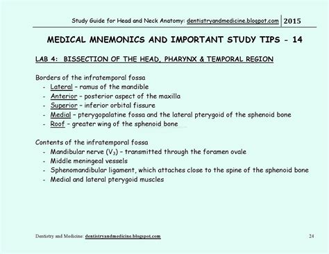 Dentistry And Medicine Study Guide For Head And Neck Anatomy Medical