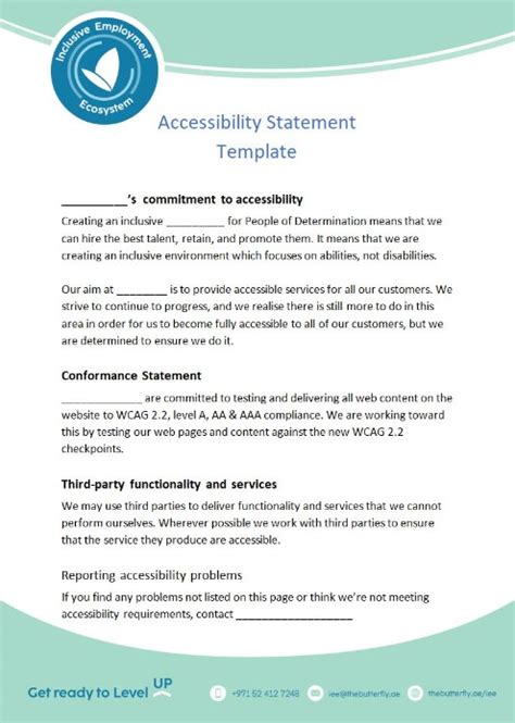 Accessibility Statement Template The Butterfly