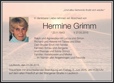 Traueranzeigen Von Hermine Grimm Schwaebische De Trauerportal My Xxx