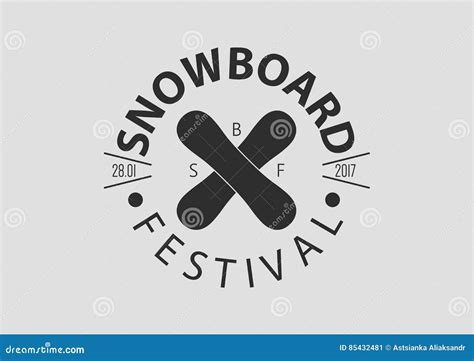 Snowboard Vintage Round Logo Flat Design Stock Illustration