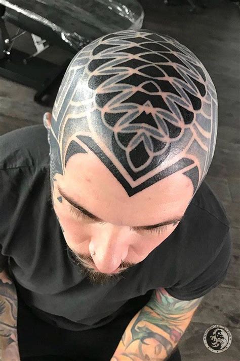 Black Head Tattoos For Men By Deryn Twelve United Kingdom Head Tattoos Bald Head Tattoo