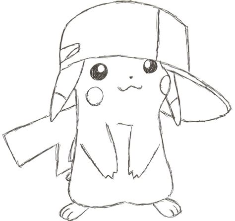Pokemon Pikachu With A Hat Coloring Pages Sketch Coloring Page
