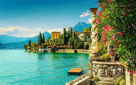 5120x2880px 5k Free Download Lake Como Houses Mountains Italy
