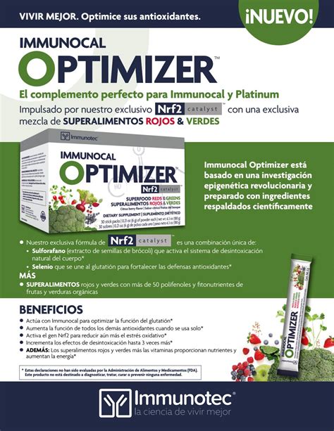 Hoja Informativa Del Optimizer By Immunocal Issuu
