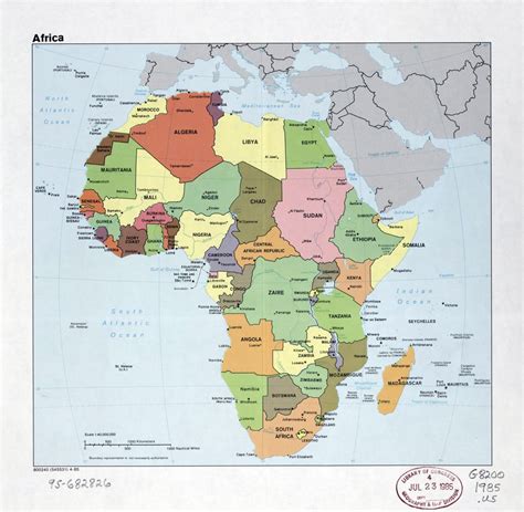 Mapa Grande Político Detalle De África Con Las Marcas De Las Ciudades