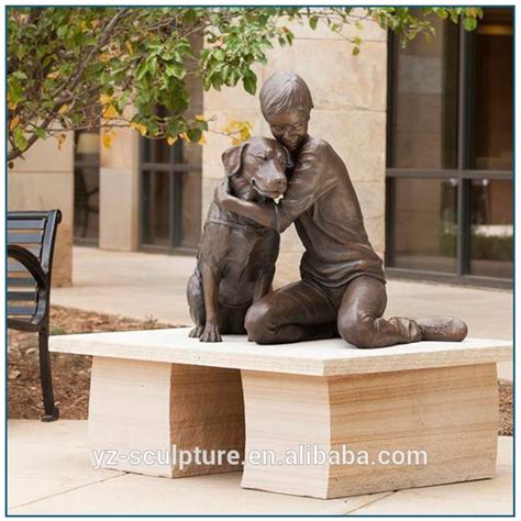 Outdoor Bronze Life Size Boy And Dog Statue For Decoration Dog Statues