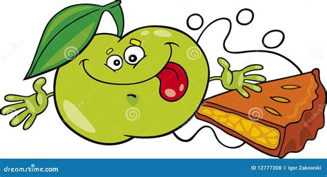 Funny Apple With Pie And Milk Stock Vector Illustration Of Humor Cookie 12777308