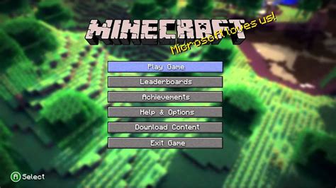Minecraft Xbox Version Main Menu Youtube