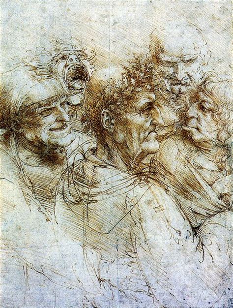Grotesque Heads Leonardo Da Vinci Windsor Castle Da Vinci Sketches