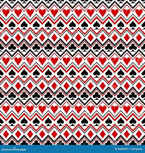 Playing Cards Suit Symbols Seamless Pattern Stock Vector Illustration