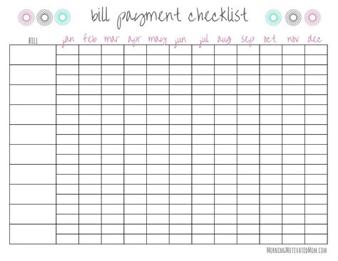 Bill Pay Checklist Free Printable