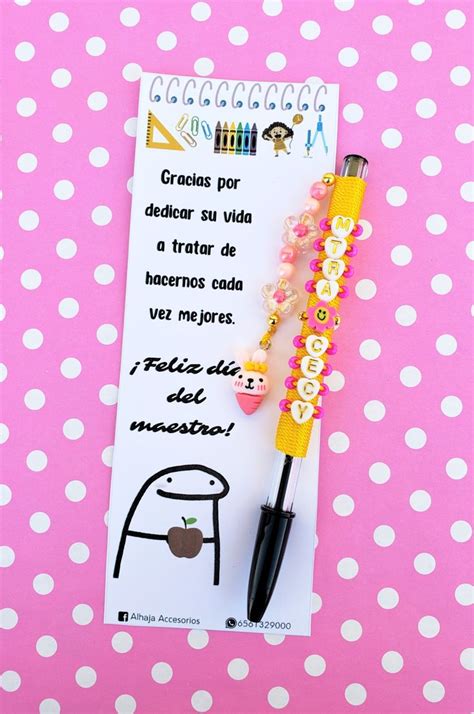 Pluma Decorada Para Maestra Lapices Personalizados Lapiceros