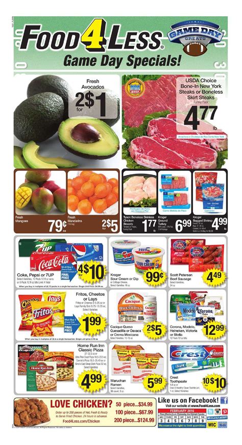 Never pay more than you need to. Food 4 Less Weekly Ad January 27 - February 2, 2016 ...