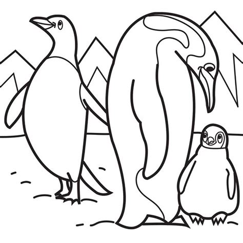 Penguin Parent Teaching Their Baby In Arctic Animals Coloring Page : Kids Play Color