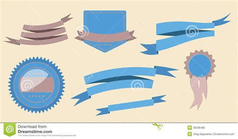 Set Retro Ribbons And Label Vector Illustration Stock Vector