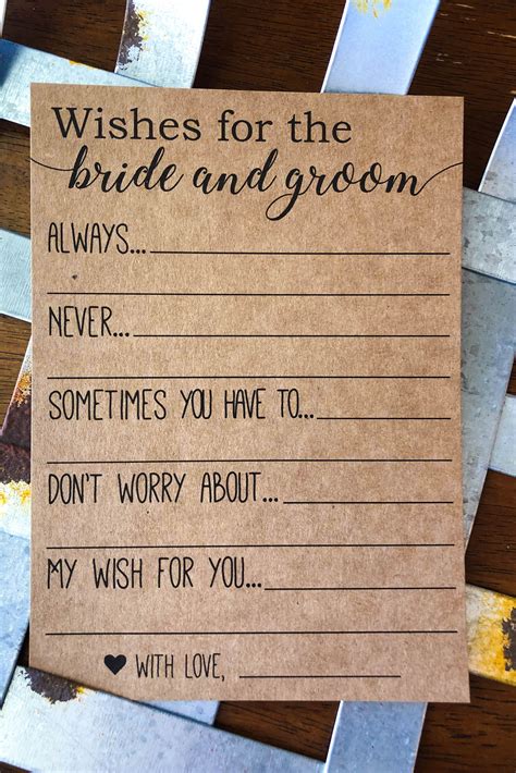 Advice Cards For The Bride And Groom Wishes For The Bride Groom Card Advice Cards
