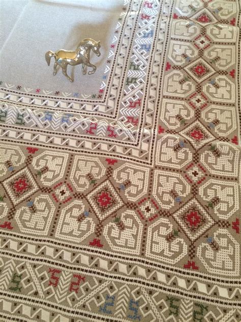 Bulgarian Embroidered Tablecloth Vintage Tablecloth Dining Room