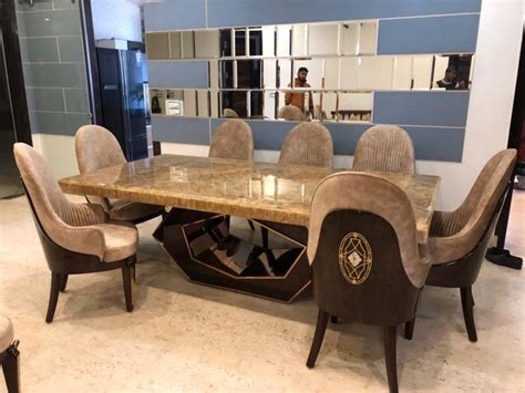 Buy Luxury Designer Marble Top 8 Seater Dining Table Online At Best Prices
