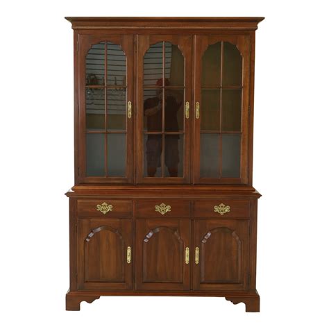 Perfect storage solution for the contemporary office, den or dining room. Knob Creek by Ethan Allen Cherry China Cabinet | Chairish