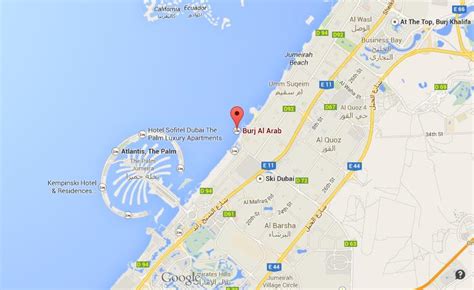 Where Is Burj Al Arab On Map Of Dubai